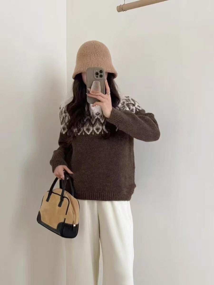 Retro Jacquard Knit Sweater ORIS WEAR