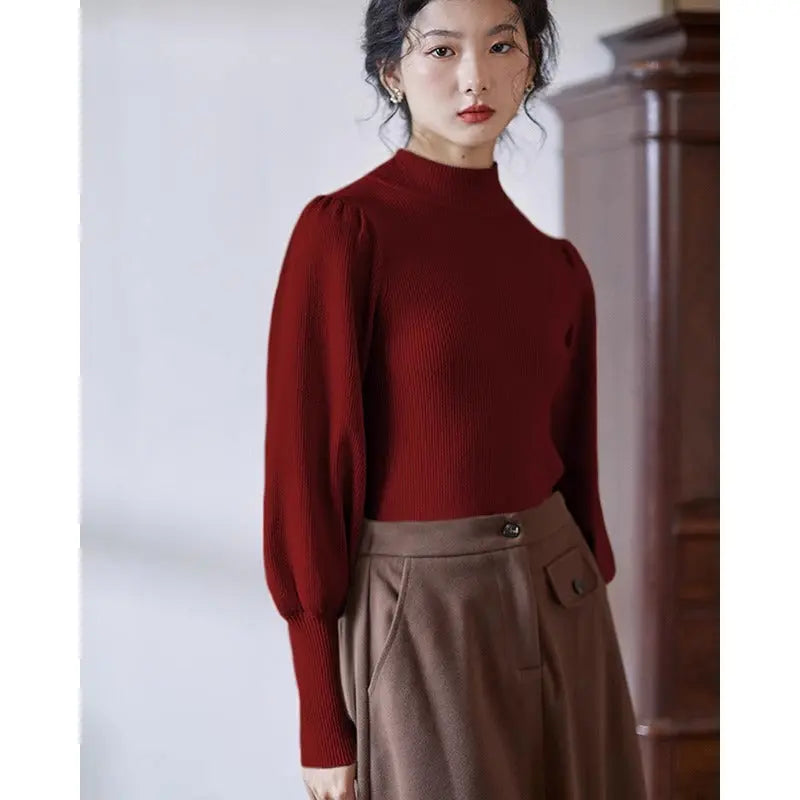 Haut Femme basic à Manches Bouffantes et Col Montant ORIS WEAR