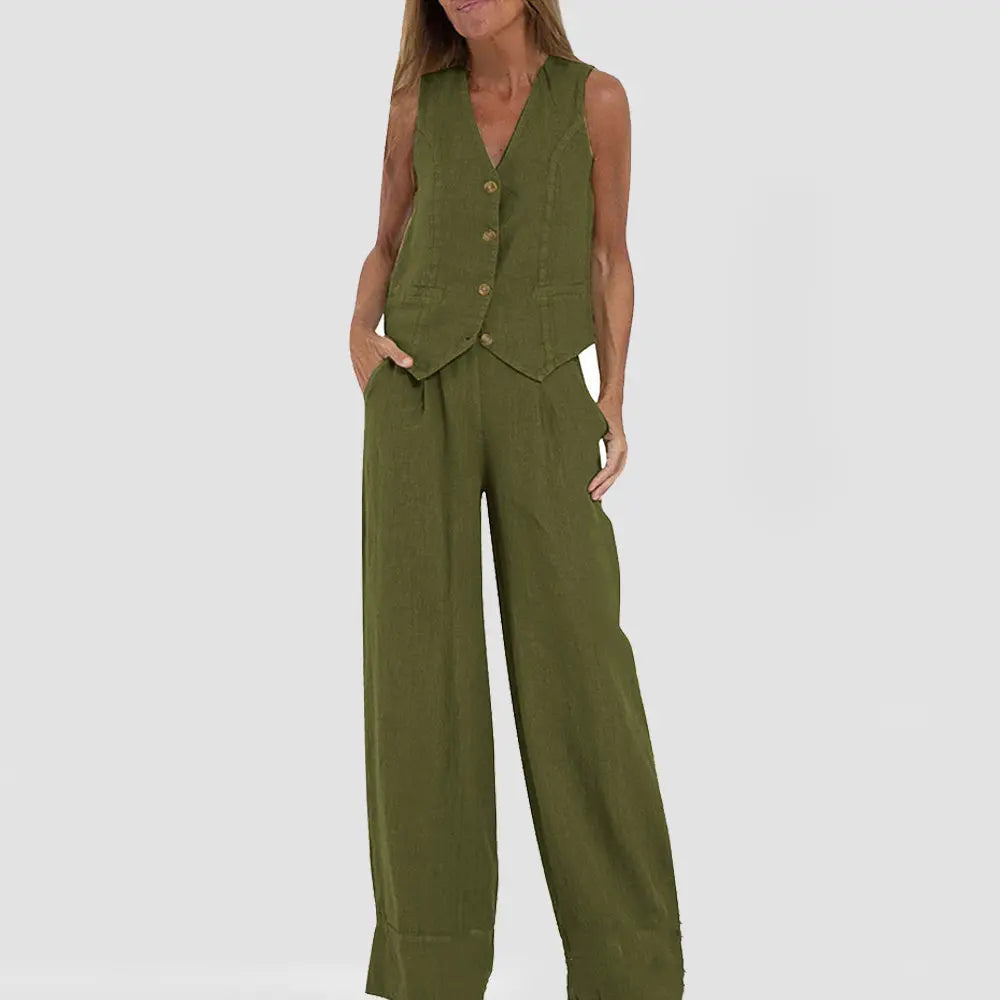 Ensemble Veste d'Été - Top Sans Manches et Pantalon Droit ORIS WEAR