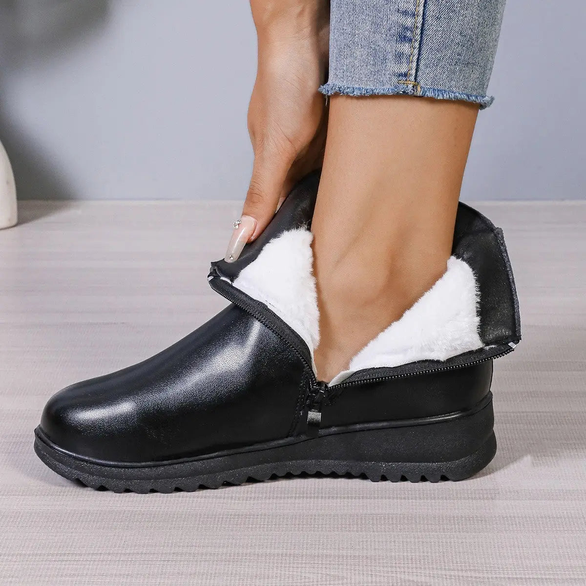 Bottines Hiver à Fermeture Éclair et Cuir PU ORIS WEAR