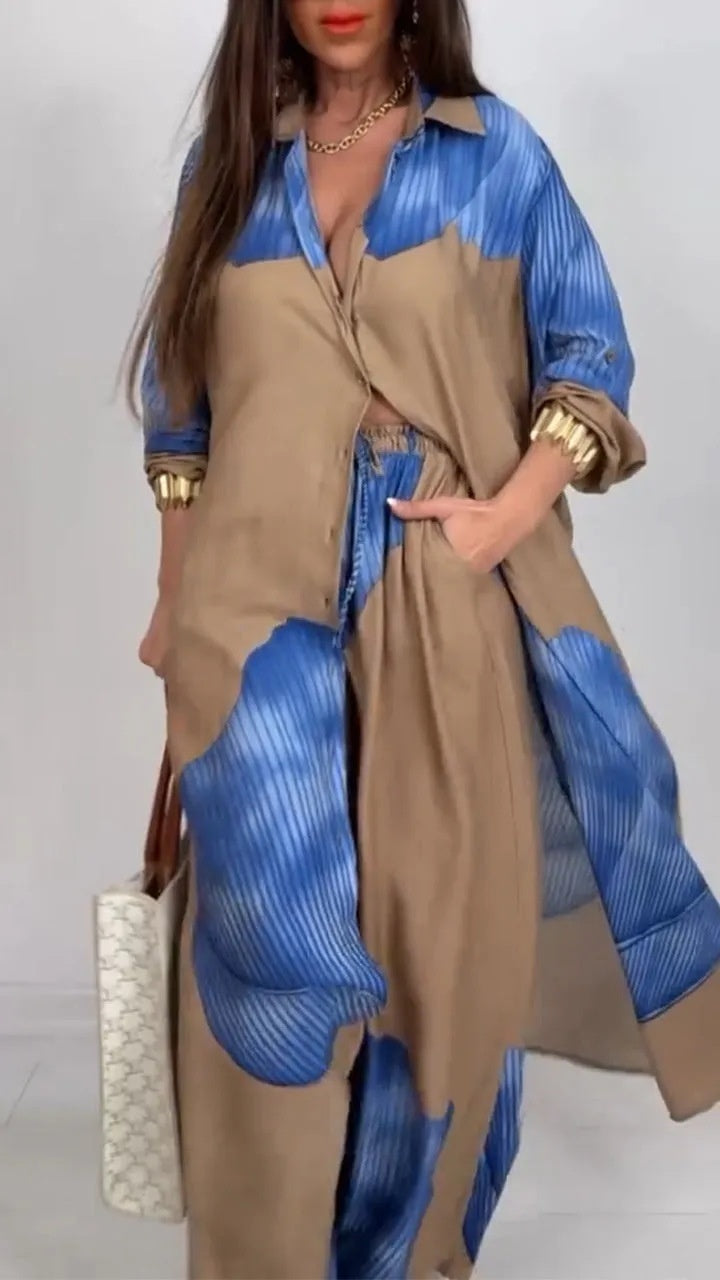 Ensemble haut et pantalon imprimés à manches trois-quarts, ORIS WEAR