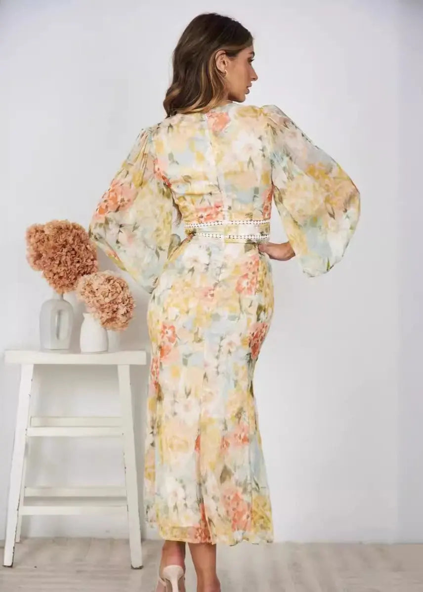 Robe Slim à Imprimé Floral en Chiffon ORIS WEAR
