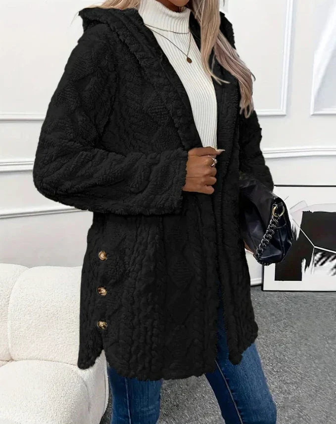 Manteau en Fleece à Capuche et Motif Argyle – Confort et Style Automnal ORIS WEAR