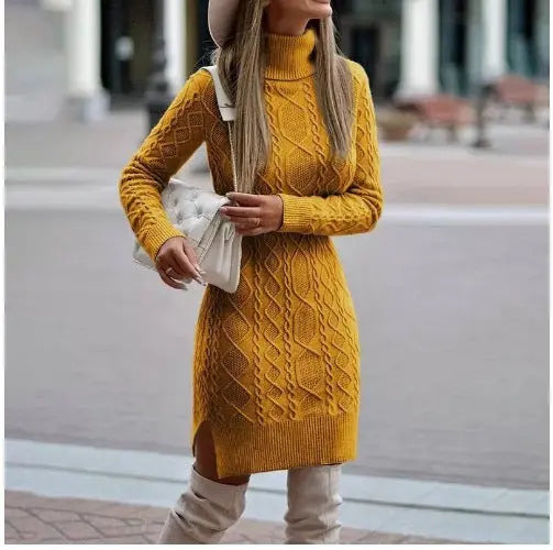 Robe Pull Col Roulé Fendue Acme