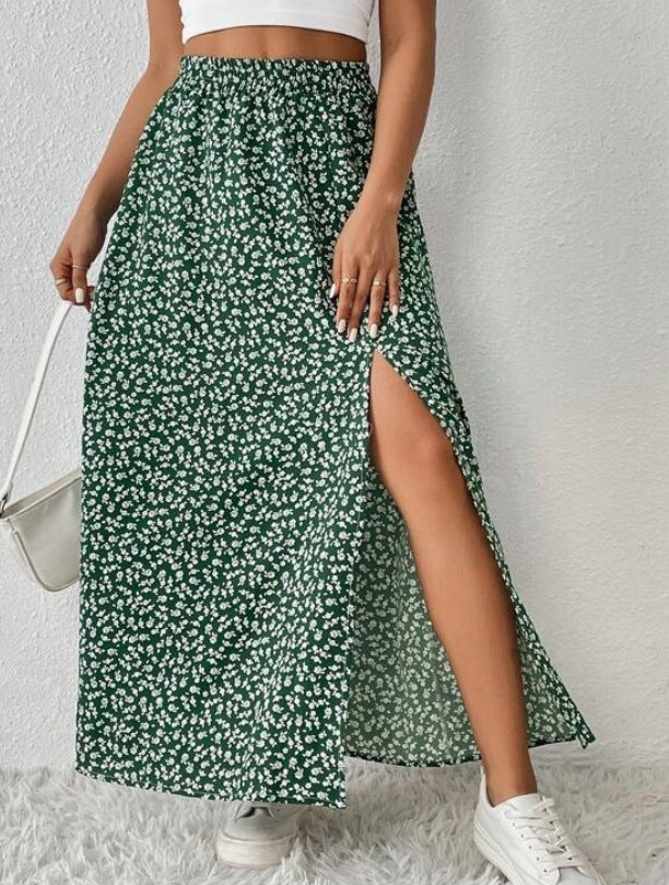 Jupe Fleurie Taille Haute à Fente Élégante ORIS WEAR