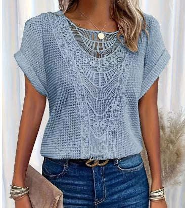 Pull  à manches courtes ajouré, style ethnique ORIS WEAR