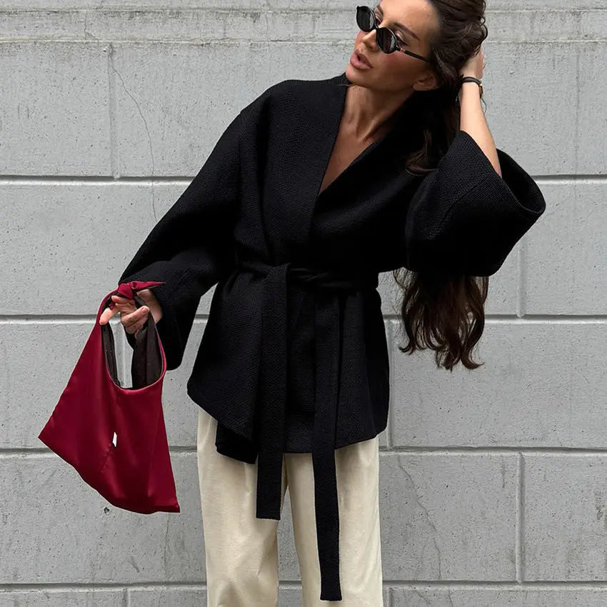Veste Femme Col V à Lacets Style Chanel – Manches Longues ORIS WEAR