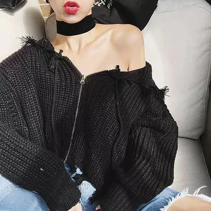 Pull Oversize Épaules Dénudées Maille Fluffy ORIS WEAR