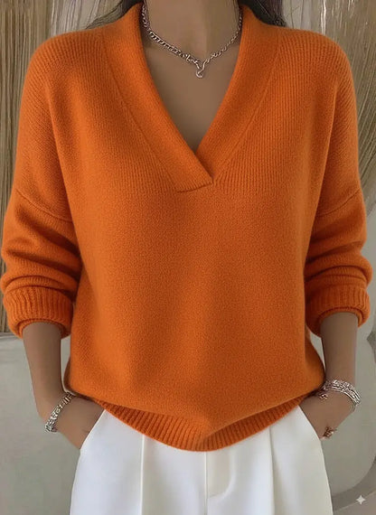 Pull en maille femme col V – Coupe ample, manches longues. ORIS WEAR