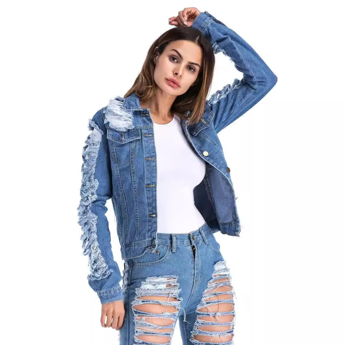 Veste Jean Effet Usé Grande Taille ORIS WEAR