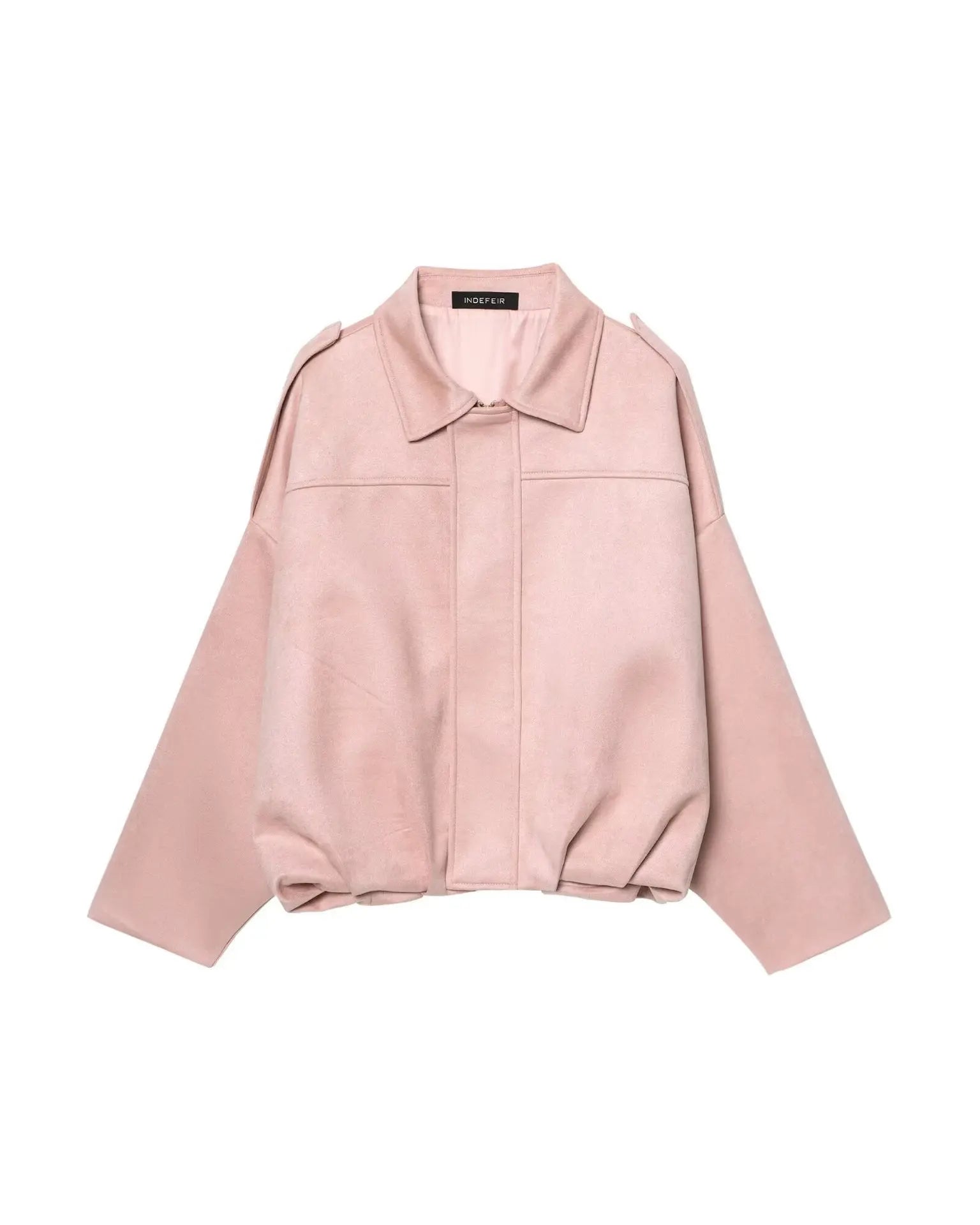 Blouson court oversize marron à col chemise pour femme ORIS WEAR