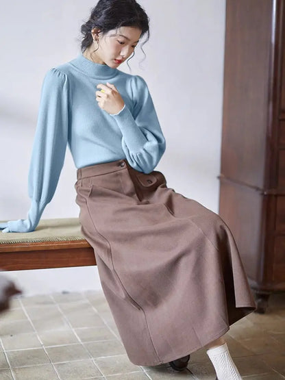 Haut Femme basic à Manches Bouffantes et Col Montant ORIS WEAR