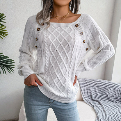 Léna Douceur Élégante - Pull Tricot à Col Carré ORIS WEAR