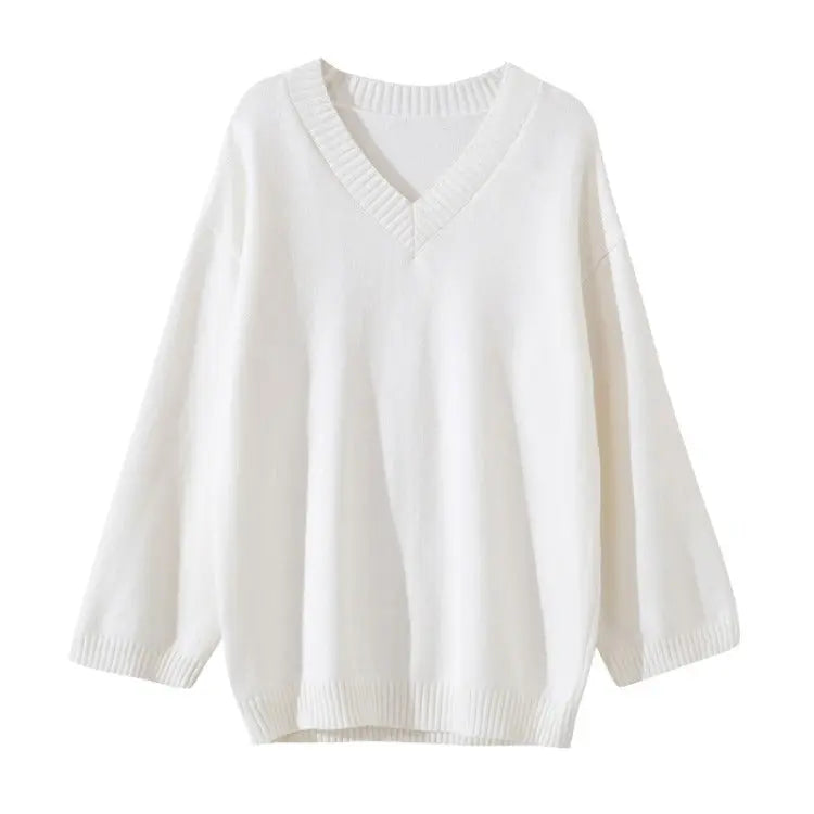 Veste-pull ample en maille unie pour femme à col en V ORIS WEAR