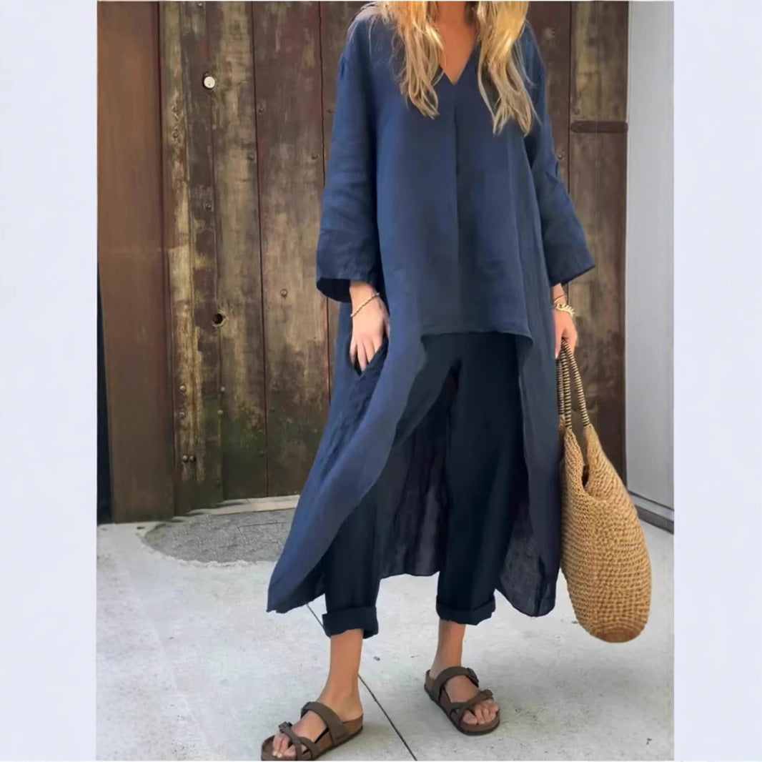 Liberté Douce – Ensemble Col V à la Coupe Ample & Teinte Épurée ORIS WEAR