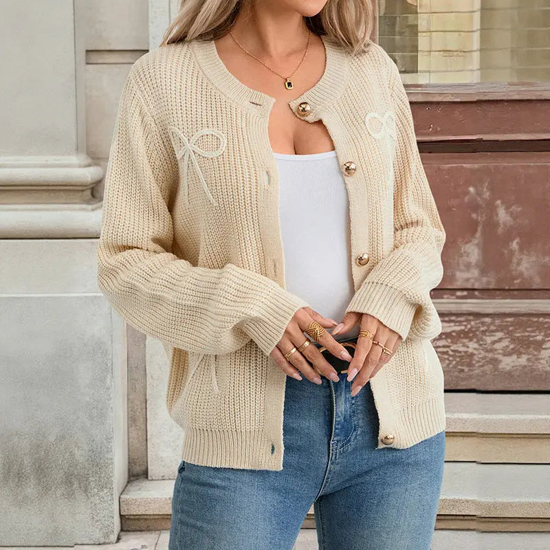 Cardigan en maille – Détails nœuds féminins ORIS WEAR