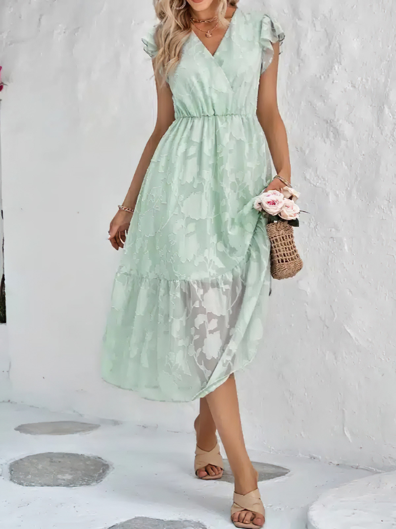 Robe longue femme bohème vert clair — ORIS WEAR