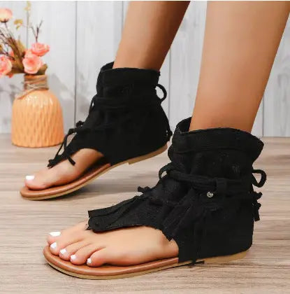 Sandales bohèmes montantes à franges ORIS WEAR