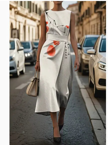 Summer Irregular Sleeveless Dress With Belt Fashion Temperament Slim Back Zipper Dresses For Women Clothing ORIS WEAR