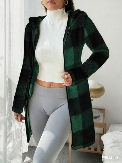 Cozy Plaid Hooded Coat ORIS WEAR