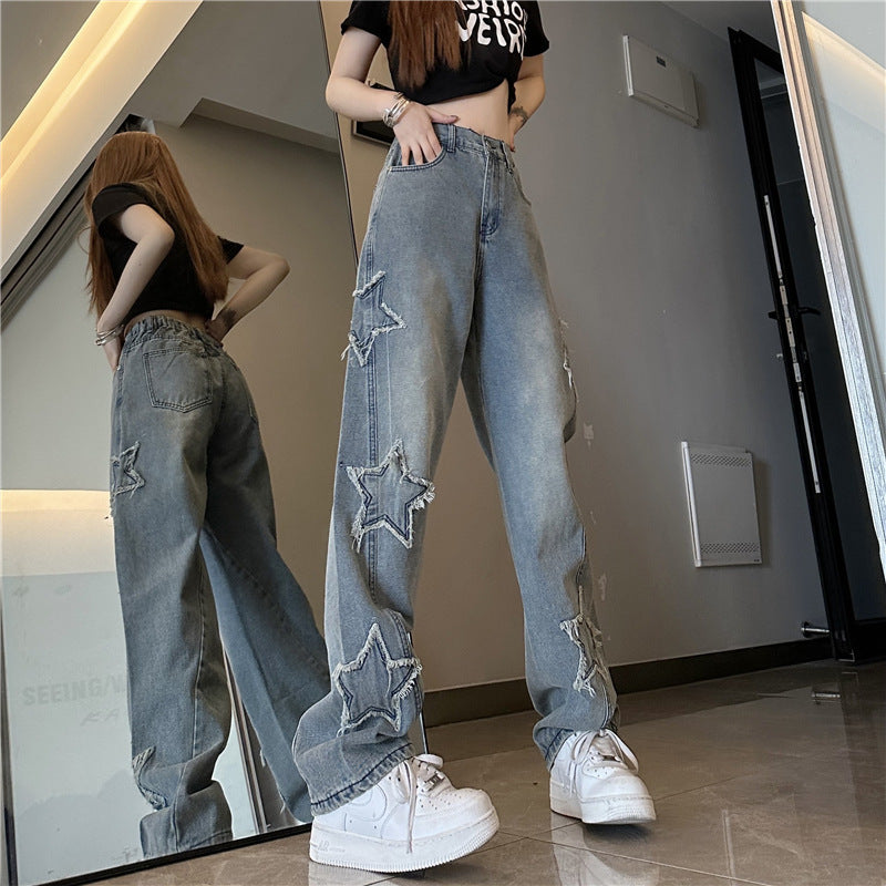 Jean large ample brodé à jambe droite ORIS WEAR