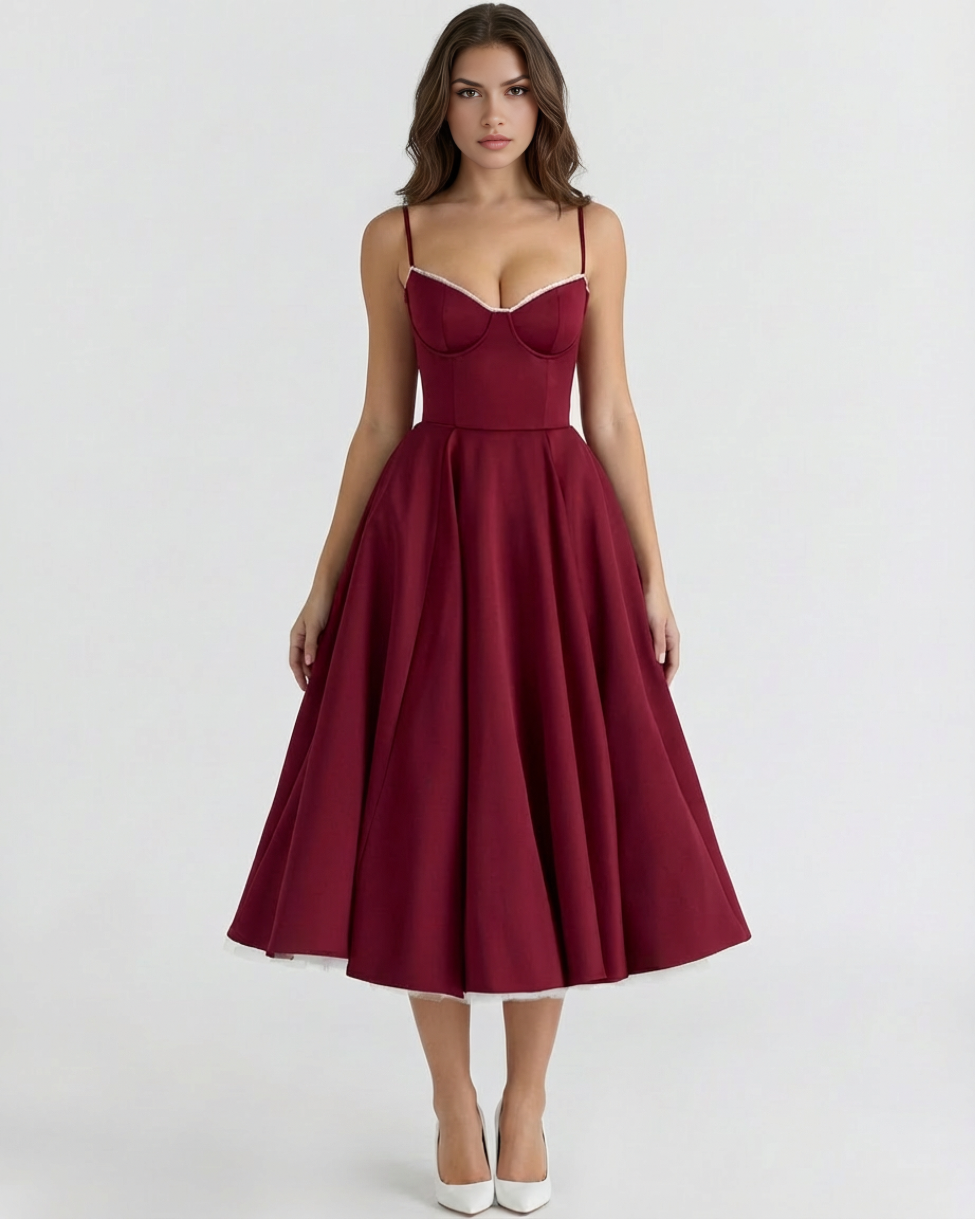 Seren | Robe Midi Élégante A Ligne Corset Invitées de Mariage Celeste London