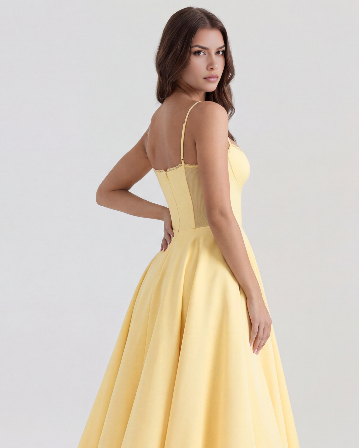 Seren | Robe Midi Élégante A Ligne Corset Invitées de Mariage Celeste London