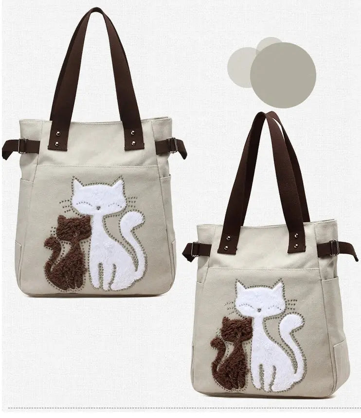 Sac en Toile avec Chat Mignon Appliqué ORIS WEAR