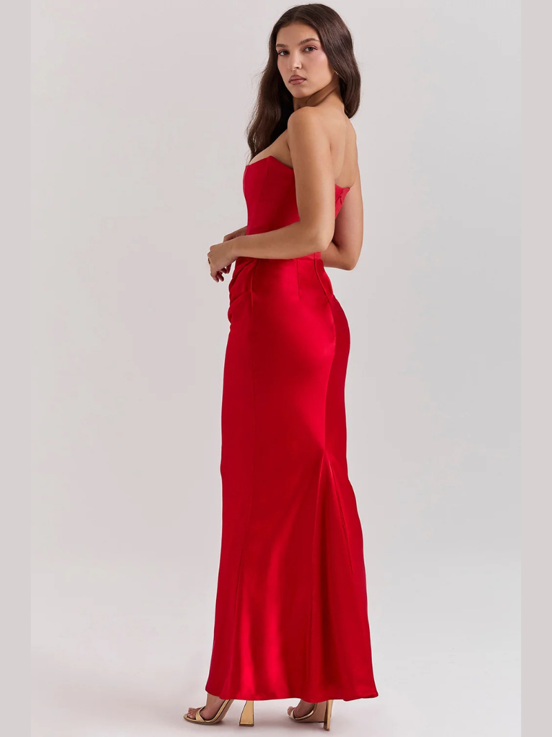 Robe Longue Femme Bustier Satin Éclatante ORIS WEAR