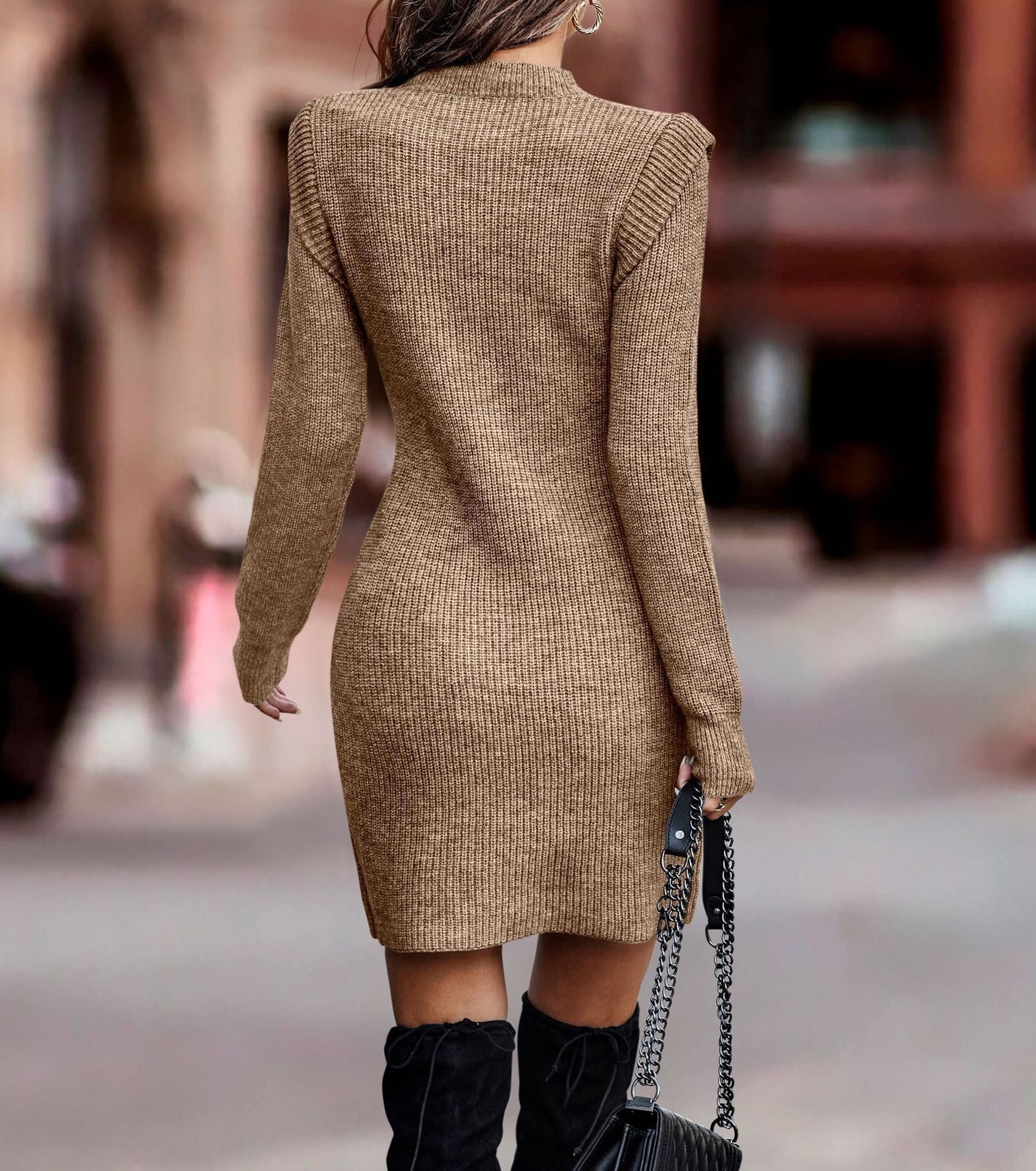 Robe Pull Sexy à Col Rond et Manches Longues pour Femme ORIS WEAR