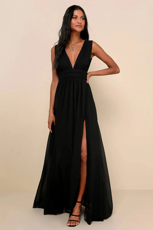 Robe longue femme en chiffon noir — ORIS WEAR