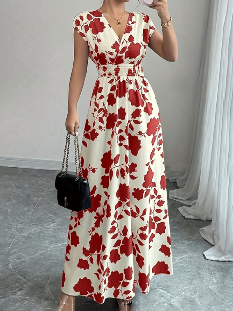 Robe Longue Élégante d’Été Col V Cache-Cœur ORIS WEAR