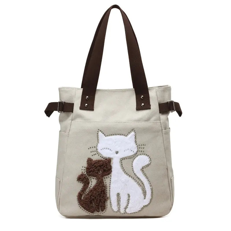 Sac en Toile avec Chat Mignon Appliqué ORIS WEAR