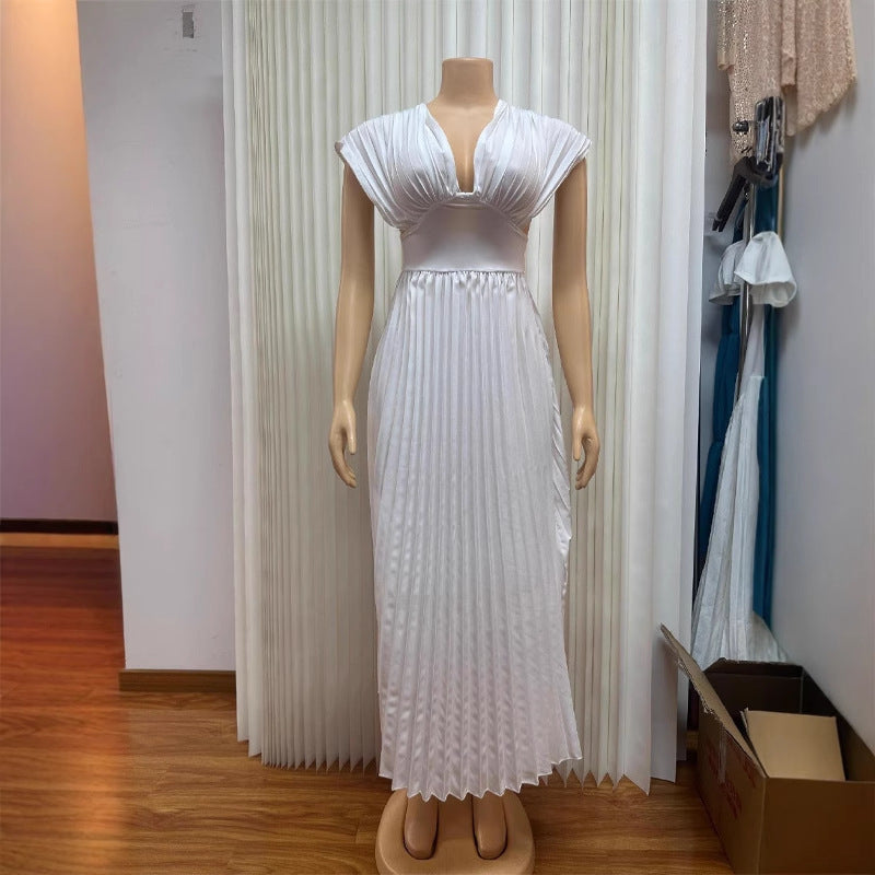 Elegant Pleated Midi Dress ORIS WEAR