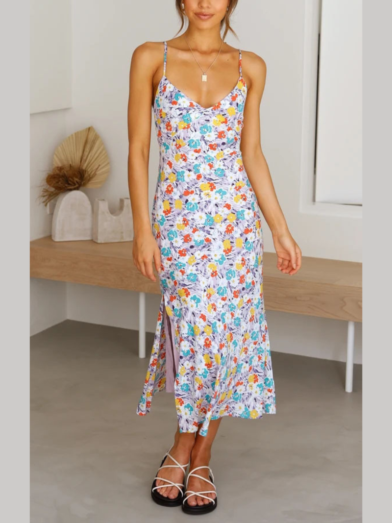Robe Fleurie d’Été Sans Manches Fendue ORIS WEAR