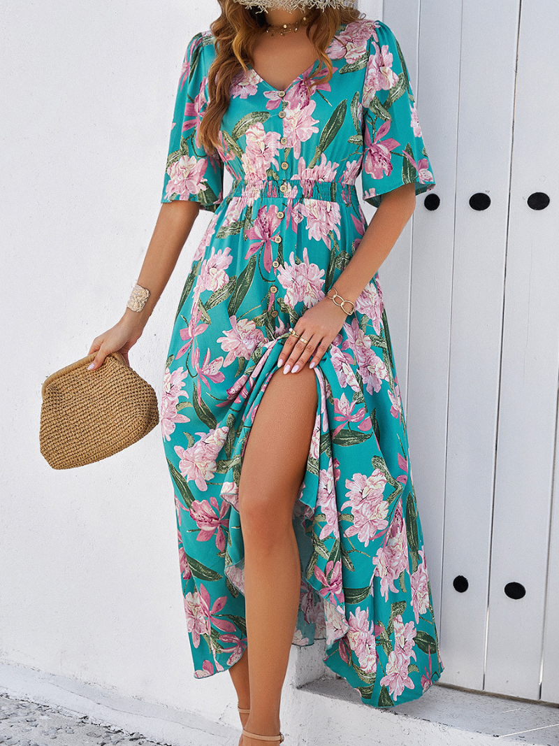 Robe Fleurie Décontractée Fendue Femme ORIS WEAR