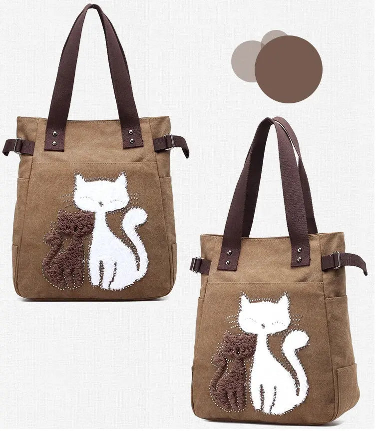 Sac en Toile avec Chat Mignon Appliqué ORIS WEAR