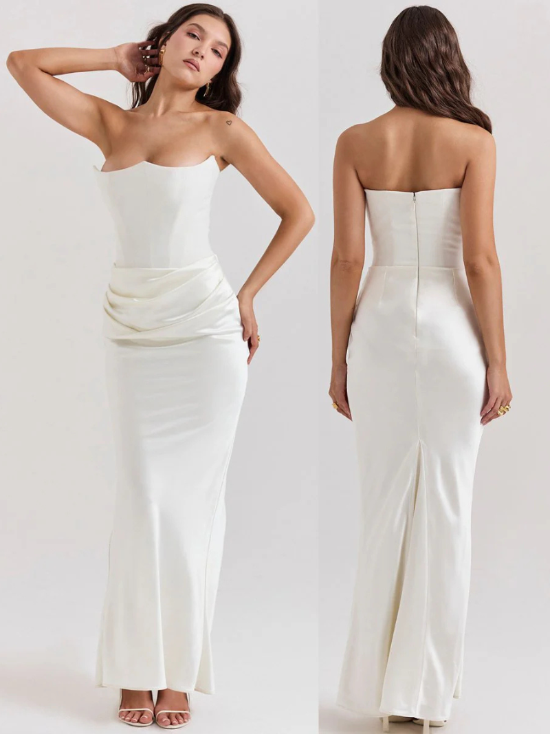 Robe Longue Femme Bustier Satin Éclatante ORIS WEAR