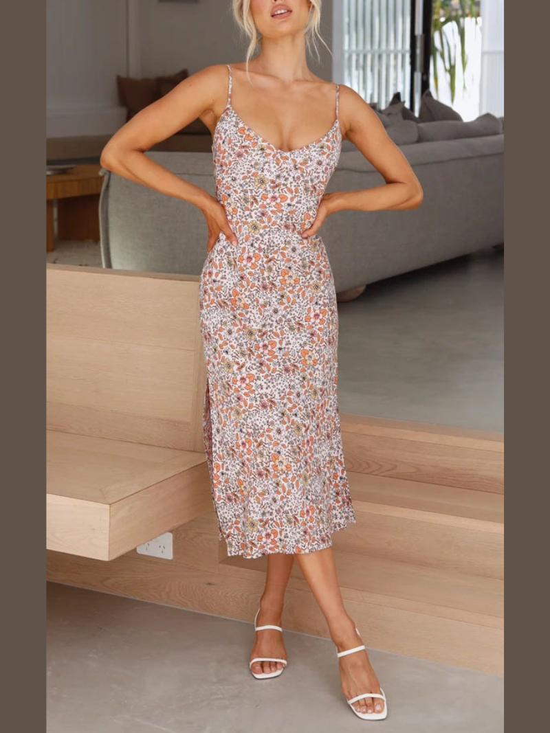 Robe Fleurie d’Été Sans Manches Fendue ORIS WEAR