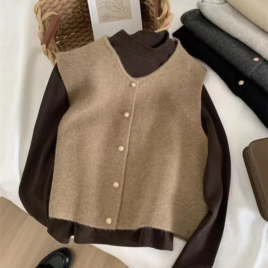 Gilet sans manches chic à boutons contrastés ORIS WEAR