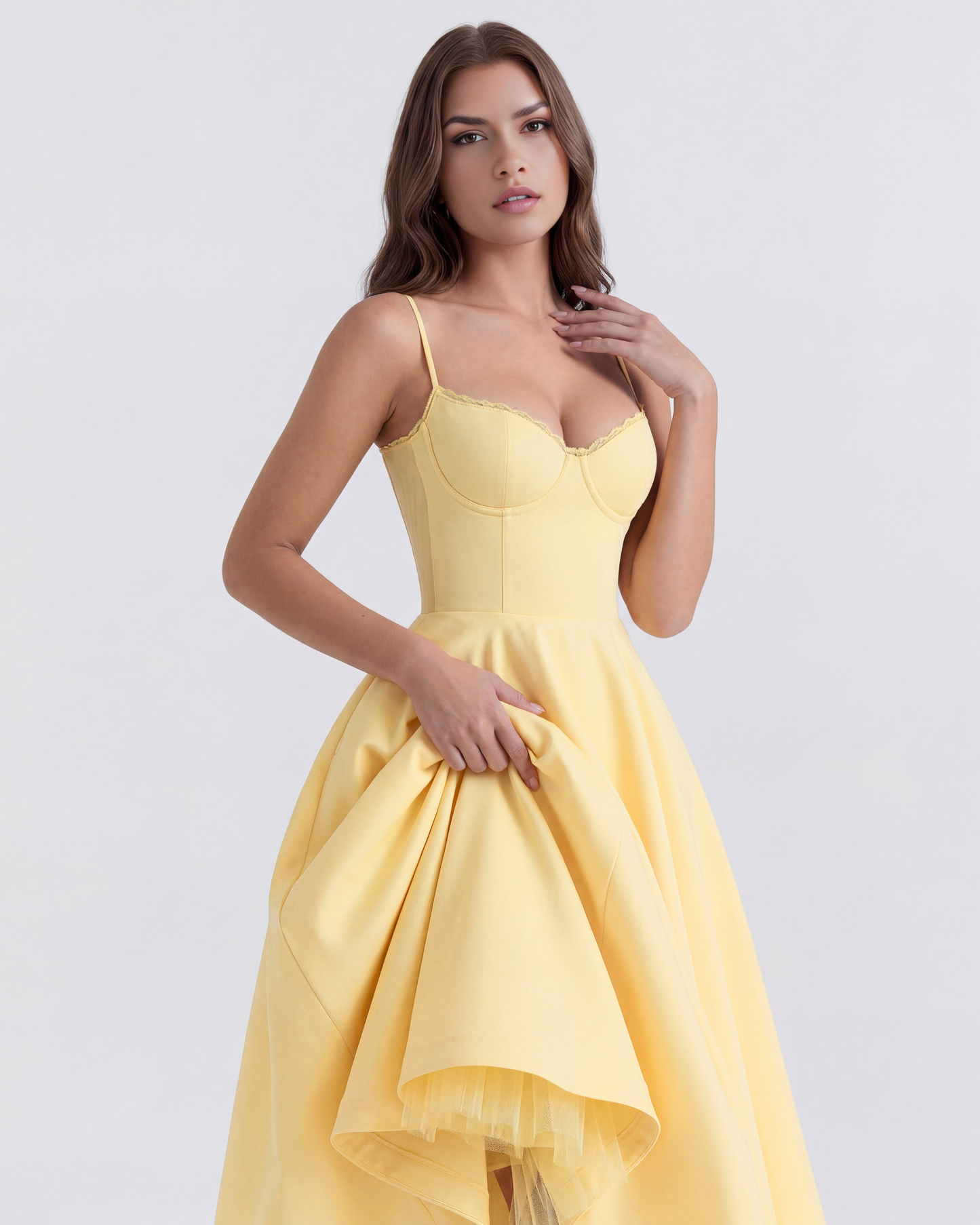 Seren | Robe Midi Élégante A Ligne Corset Invitées de Mariage Celeste London
