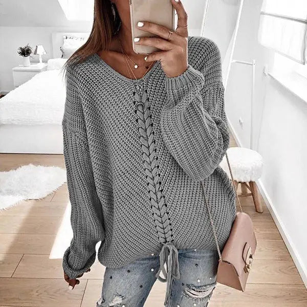 Pull en Maille avec Lacet Décolleté V ORIS WEAR