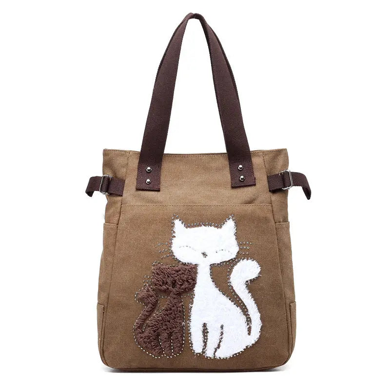 Sac en Toile avec Chat Mignon Appliqué ORIS WEAR