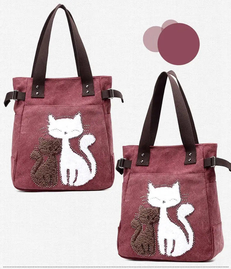 Sac en Toile avec Chat Mignon Appliqué ORIS WEAR