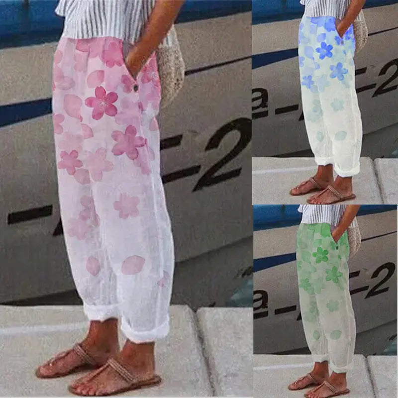 Élise – Pantalon ample en coton et lin avec imprimé discret ORIS WEAR