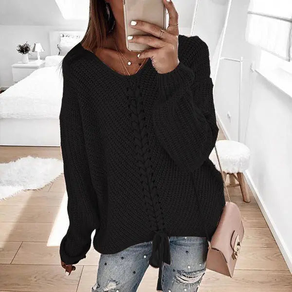 Pull en Maille avec Lacet Décolleté V ORIS WEAR