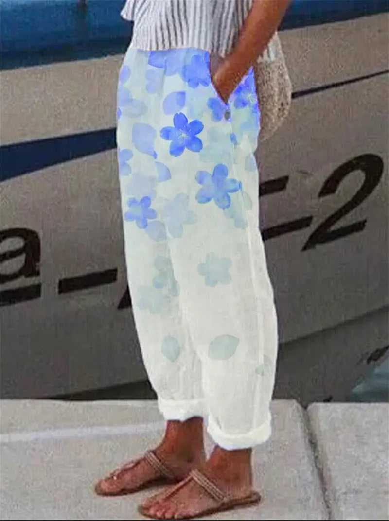 Élise – Pantalon ample en coton et lin avec imprimé discret ORIS WEAR