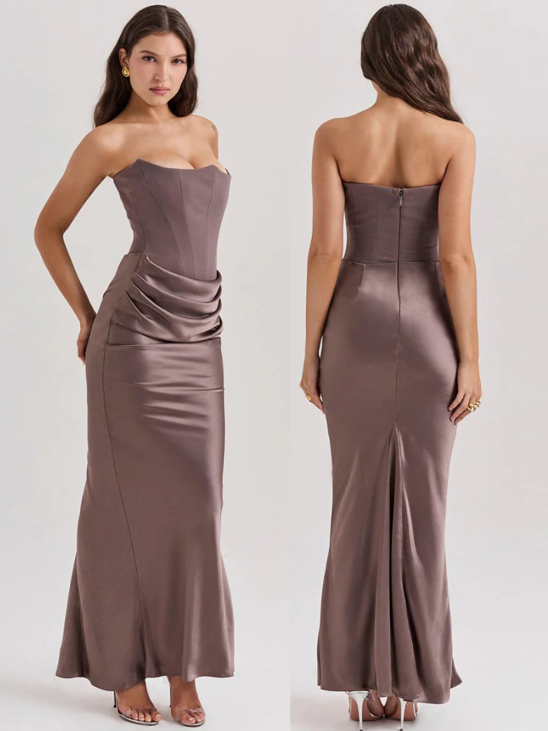 Robe Longue Femme Bustier Satin Éclatante ORIS WEAR