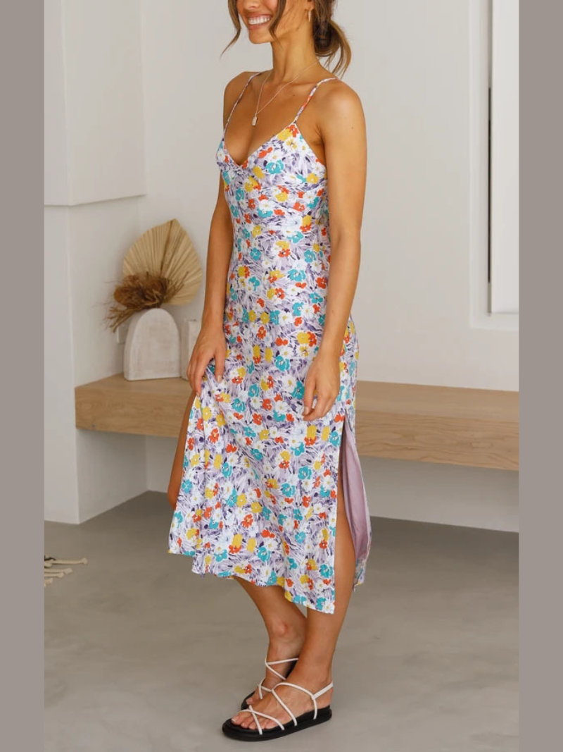 Robe Fleurie d’Été Sans Manches Fendue ORIS WEAR