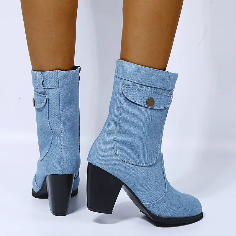 Jean Boots Talon Block Casual Chic ORIS WEAR